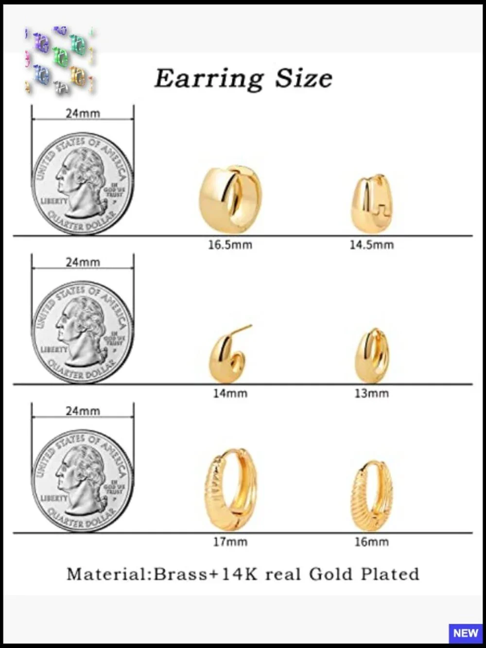 Gold Hoop Earrings Set Huggie Chunky Twisted Thick Jewelry Multiple Piercing